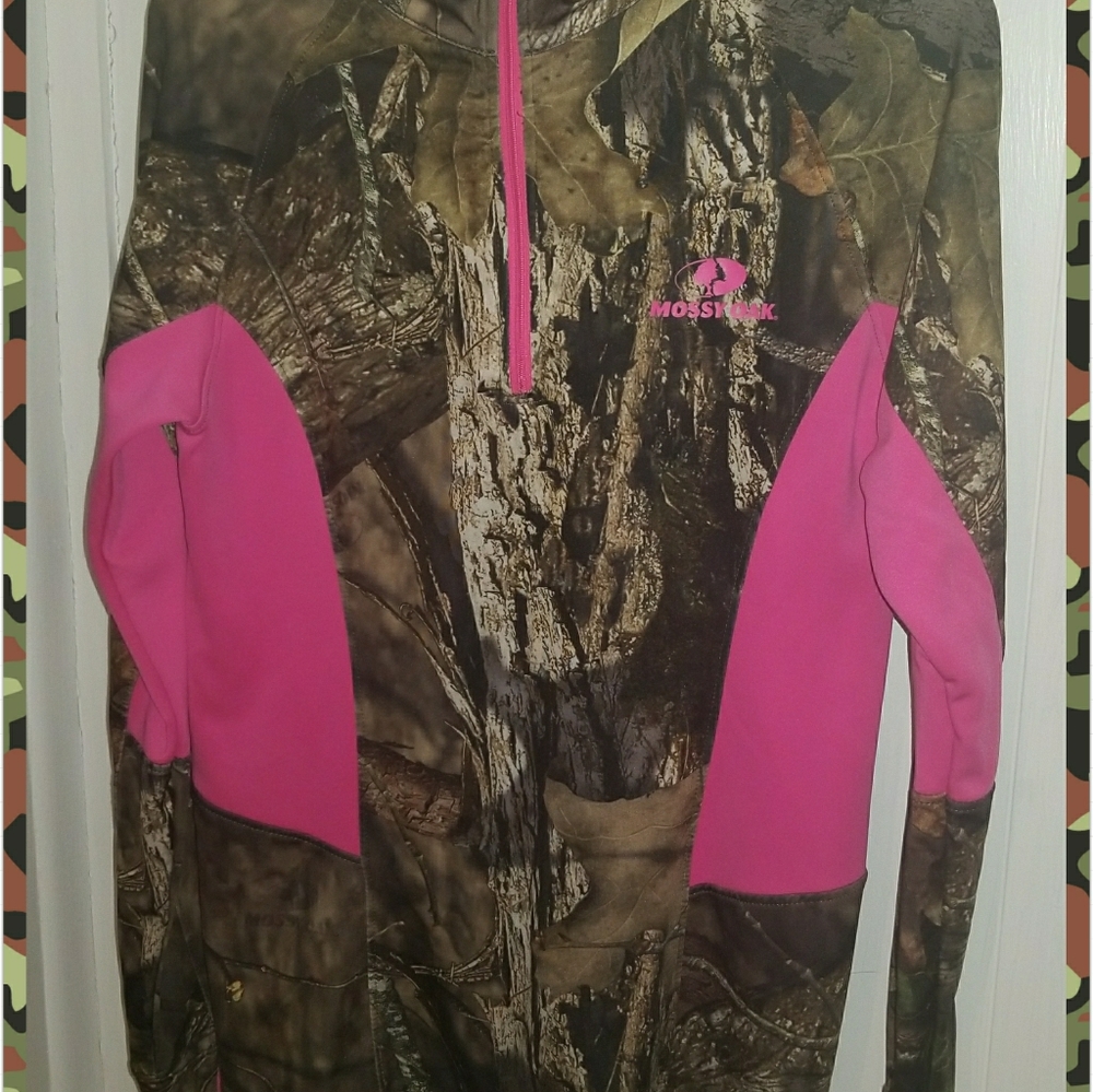 Mossy Oak 1/4zip ,camo/pink